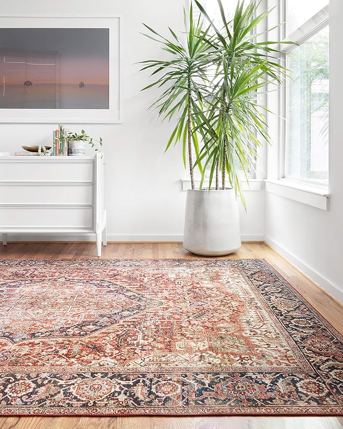 Loloi Layla Collection LAY-08 Red/Navy 2'-3" x 3'-9" .13" Thick Accent Rug by Loloi
