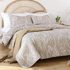 JANZAA Twin Quilt Oatmeal Quilt Bed Spread Boho Quilt - Image 4