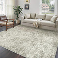5x7 Area Rug Washable Vintage Neutral Living Room Carpet Large Indoor Non Slip by PureCozy