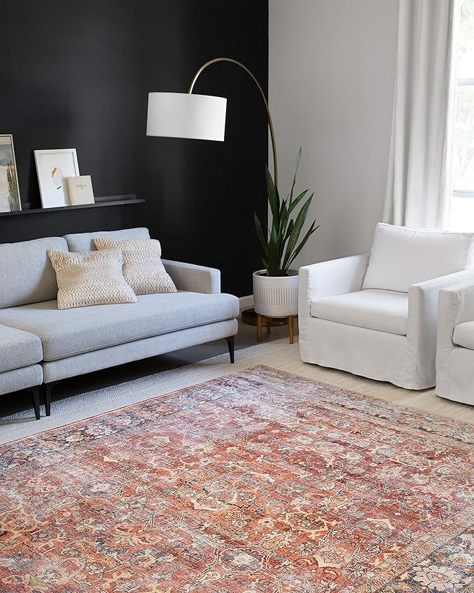 Loloi Layla Collection LAY-02 Spice/Marine 9'-0" x 12'-0" .13" Thick Area Rug - Image 3