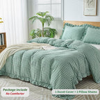 Gingham Duvet Cover Full Size, 3 Pieces Soft Breathable Microfiber Plaid - Image 3