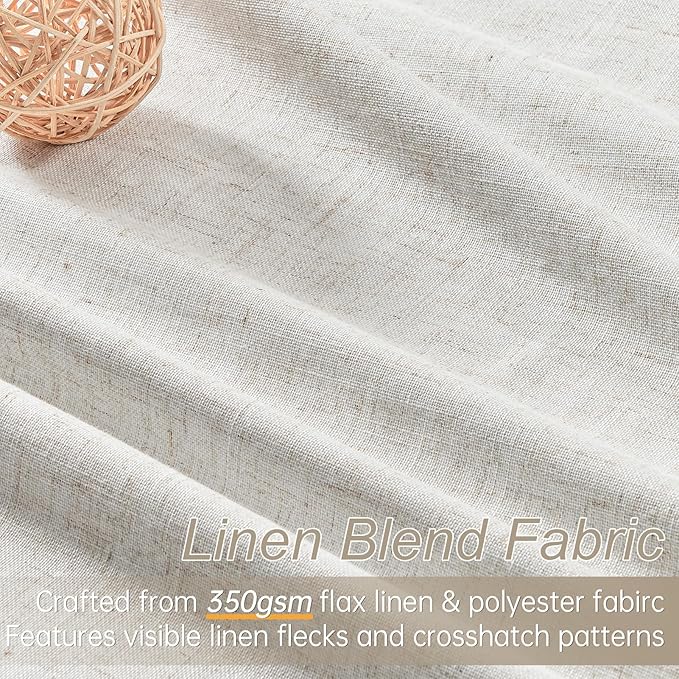 Topfinel 100% Blackout Linen Curtains 80 Inch Length, Pinch Pleated Oatmeal - Image 4