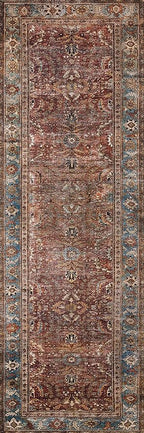 Loloi Layla Collection LAY-01 Brick/Blue 2'-6" x 12'-0" .13" Thick Runner Rug - Image 4