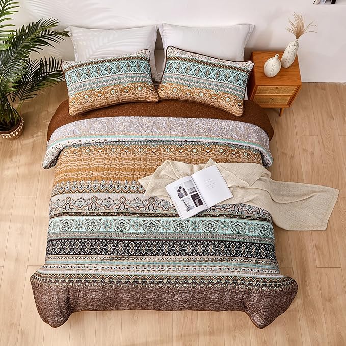 WONGS BEDDING Boho Fall Quilt Set Twin, Ultra Soft Lightweight Bedspread - Image 7