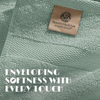 White Classic Green Bath Towels 27x54 Inch, Cotton Towel Set - Image 3