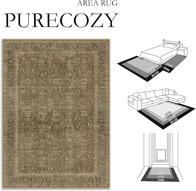 Brown 3x5 Area Rug Washable Vintage Carpet - Image 8