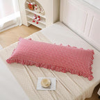 20x54 inches Red/White Gingham Body Pillow Sham 1 Piece, 100% Cotton Ruffled - Image 3
