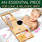 SereneLife Premium Bathtub Tray Caddy, Expandable Bath Tray, Unique House - Image 2