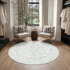 4ft Blue Round Area Rug Entryway Door Mat Small Circle 4x4 Kitchen Vintage - Image 3