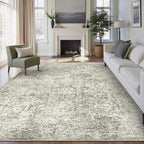 5x7 Area Rug Washable Vintage Neutral Living Room Carpet Large Indoor Non Slip - Image 5