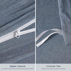 Wake In Cloud - Cotton Duvet Cover Set, Queen Size, Chambray Denim Blue - Image 7