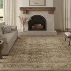 FMFUNCTEX 8x10 Washable Area Rug Brown Vintage Neutral Distressed Large Non - Image 6