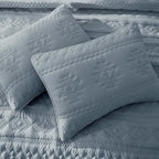 WDCOZY Boho Blue Grey Quilt King Size Bedding Sets - Image 4