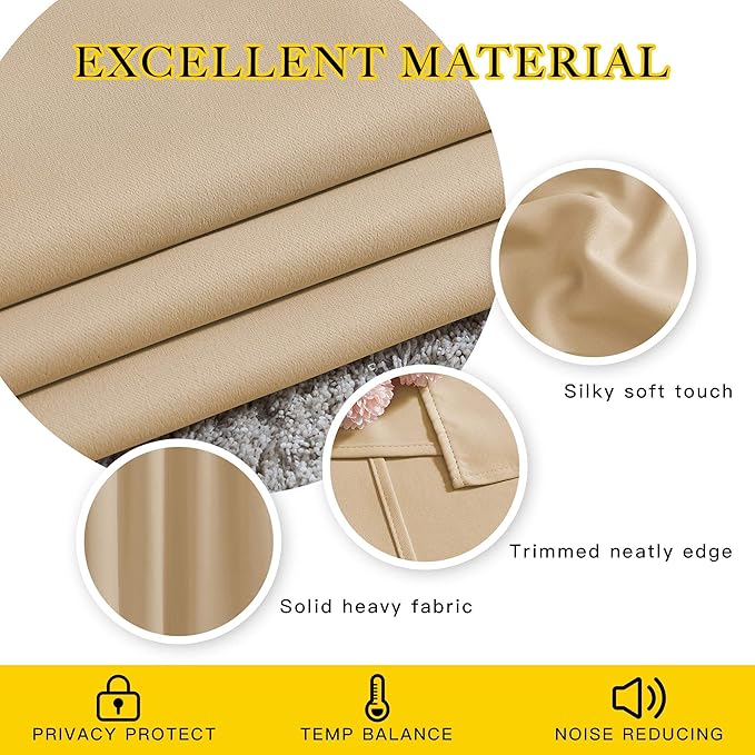 NICETOWN Biscotti Beige Blackout Curtains 84 inches Long - Image 5