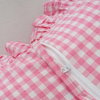 Pink/White Gingham Body Pillow Sham 20x54 inches, 100% Washed Cotton Ruffled - Image 6