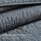 EVERGRACEHOME 100% Cotton Modern Lines Quilt Set Queen Size, Pre-Washed Soft - Image 4