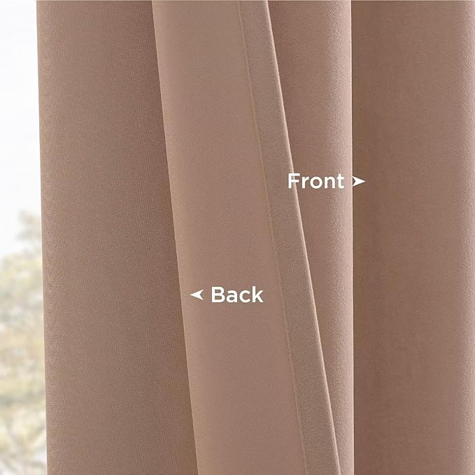 Joydeco Velvet Curtains Rose Beige Blackout Curtains Thermal Insulated 120 - Image 4