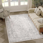 Gray Area Rug 4x6 Office Entryway Rug Machine Washable Kitchen Vintage by PureCozy