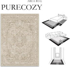 Brown 8x10 Area Rug Washable Vintage Carpet - Image 2