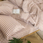 MooMee Gingham Duvet Cover Set 100% Washed Cotton Linen Like Textured - Image 9
