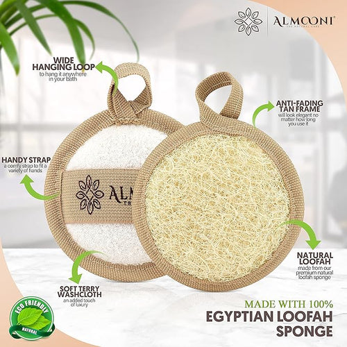Almooni Natural Loofah Exfoliating Facial Scrubber, Made - Image 2