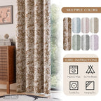 Beauoop Brown Floral Jacquard Blackout Curtains 96 Inches Long 2 Panels - Image 7