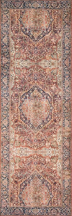 Loloi Layla Collection LAY-08 Red/Navy 2'-6" x 12'-0" .13" Thick Runner Rug - Image 3