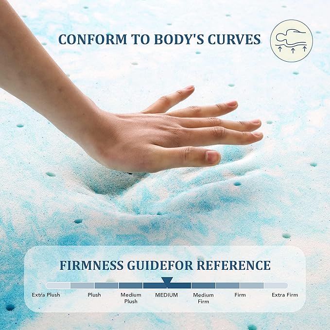 EGO Topper 3 Inch Full Memory Foam Mattress Topper, Cooling Gel Foam Mattress - Image 6