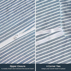 Wake In Cloud - Striped Cotton Duvet Cover Set, 100% Washed Cotton Textured - Image 7