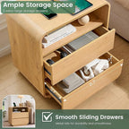 Modern Nightstand, 2 Storage Drawers Side Table, Large End Table Night Stand - Image 5