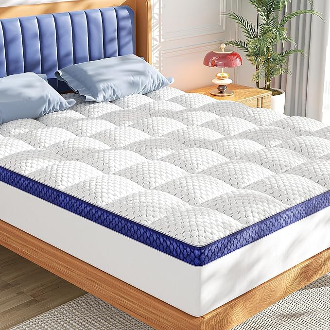 BEDELITE Full Mattress Topper 3 Inch Thick Mattress Pad, Plush Pillow Top Bed by BEDELITE
