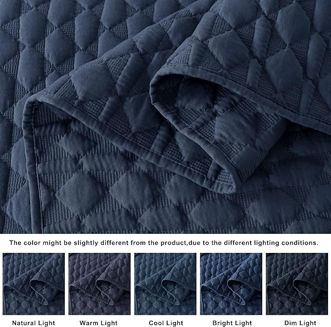 WDCOZY Navy Blue Quilt King Size Bedding Sets - Image 3