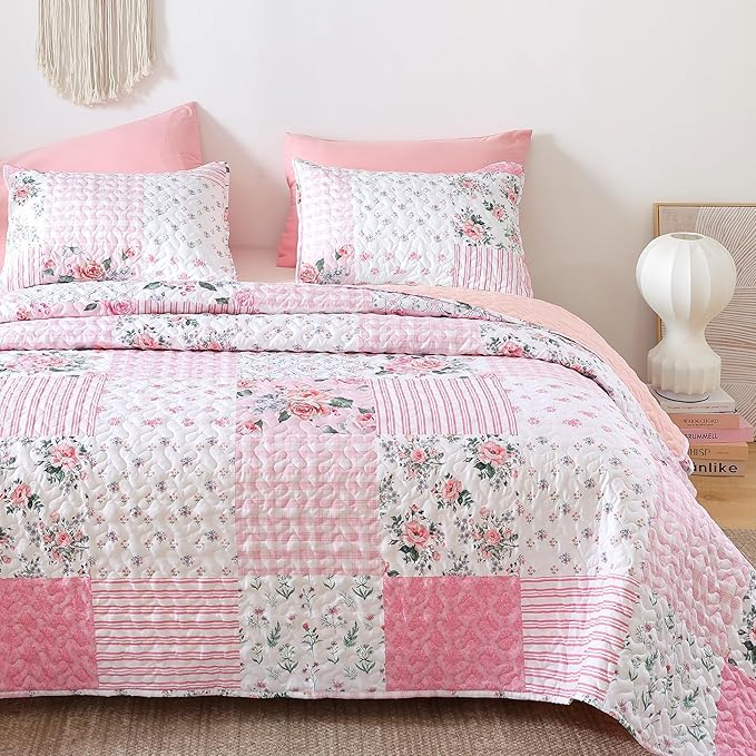 YIKUSH Quilt Sets Twin Size Floral Quilt Set 2 Pieces Bedding Set Bedspreads by YIKUSH