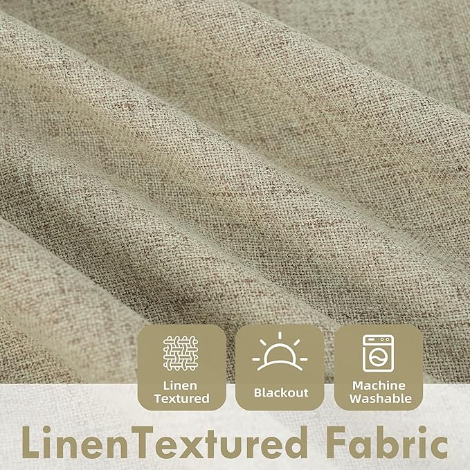 DriftAway Double Layer Linen Blackout Tie Up Curtains Thermal Insulated Fully - Image 3