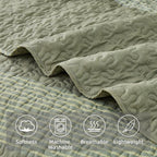 Andency King Size Quilt Set Weat Green, 3 Pieces Summer Ultra Soft Lightweight - Image 5