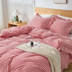 Gingham Duvet Cover Twin Size, 2 Pieces Soft Breathable Microfiber Plaid - Image 6
