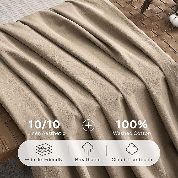 JELLYMONI 100% Washed Cotton Duvet Cover King – Soft, Breathable Linen-Look - Image 3