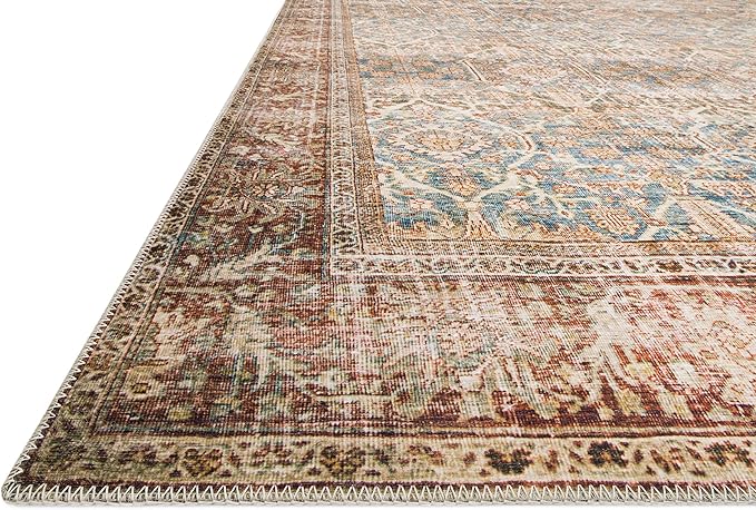 Loloi Layla Collection LAY-04 Ocean/Rust 2'-6" x 12'-0" .13" Thick Runner Rug - Image 5