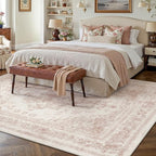 Washable Rug 8x10 Area Rug for Living Room Pink Vintage Boho Medallion Large - Image 6