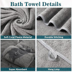 Mixweer 10 Pieces Bath Towel Set, Microfiber Coral Velvet Highly Absorbent - Image 4