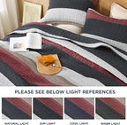 Litanika Quilt Queen Size Black and Red, Stripe Patchwork Summer Bedspread - Image 6