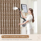 Beauoop Brown Floral Jacquard Blackout Curtains 63 Inches Long 2 Panels - Image 5
