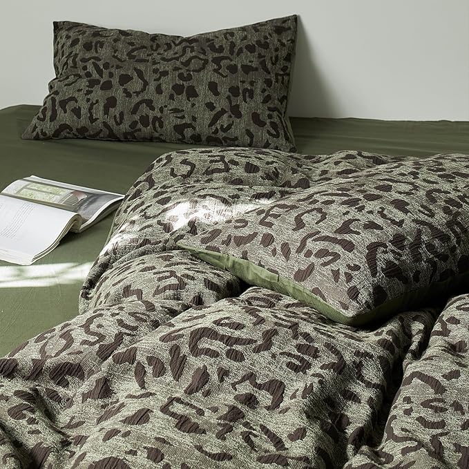 mixinni Leopard Duvet Cover Queen Size, Premium Yarn-Dyed Jacquard Cotton Duvet - Image 4