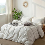 MooMee Striped Duvet Cover Set 100% Washed Cotton Linen Like Textured - Image 5