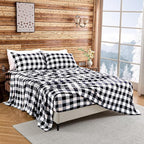 BEDELITE Fleece Sheets Queen Size Bed Set, Luxury Red and Black Plaid Winter - Image 9