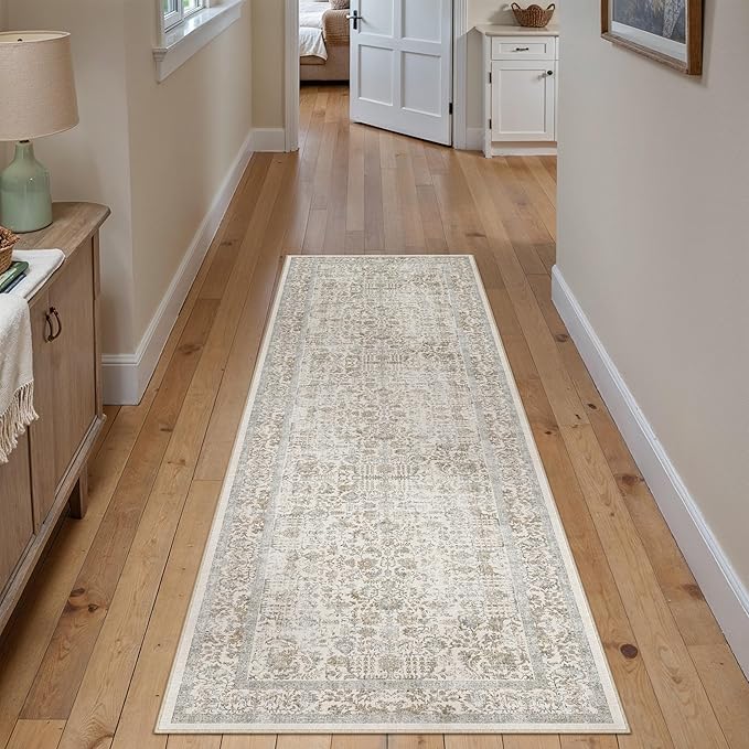 Taupe Runner Rug 2'6"x8' Washable Carpet - Image 5