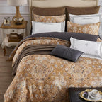 mixinni Long Staple Cotton Percale Golden Paisley Duvet Cover King Size Boho - Image 3