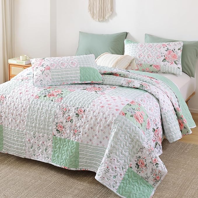 YIKUSH Quilt Sets Twin Size Floral Quilt Set 2 Pieces Bedding Set Bedspreads - Image 6