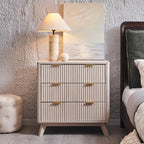 T4TREAM Fluted 3 Drawers Nightstand Set of 2, Oversized Extra Large Modern Side - Image 2
