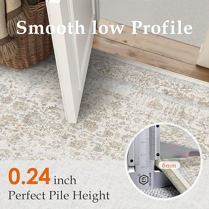 Taupe Runner Rug 2'6"x14' Washable Carpet - Image 3